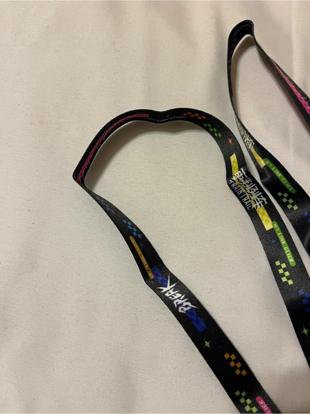 Link Click Anime Black Lanyard Strap Set White Plastic Clips 12 Inch